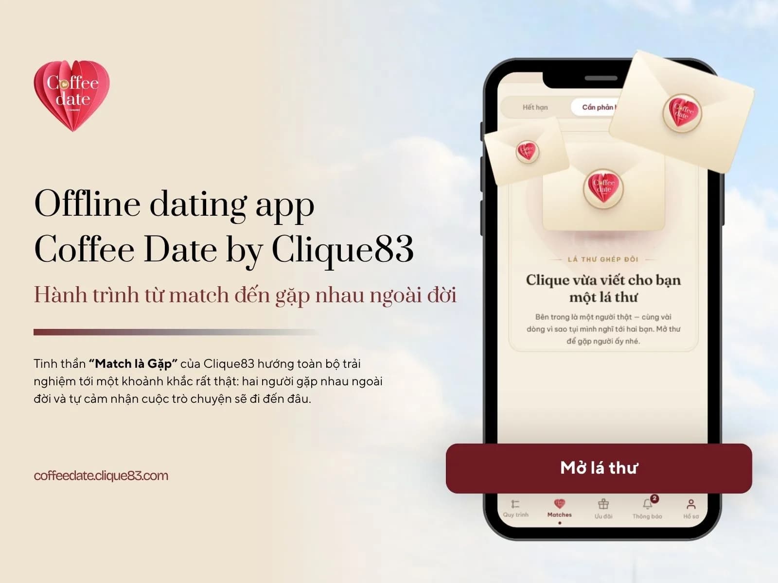Offline dating app Coffee Date by Clique83 hoạt động như thế nào? Hành trình từ match đến gặp nhau ngoài đời